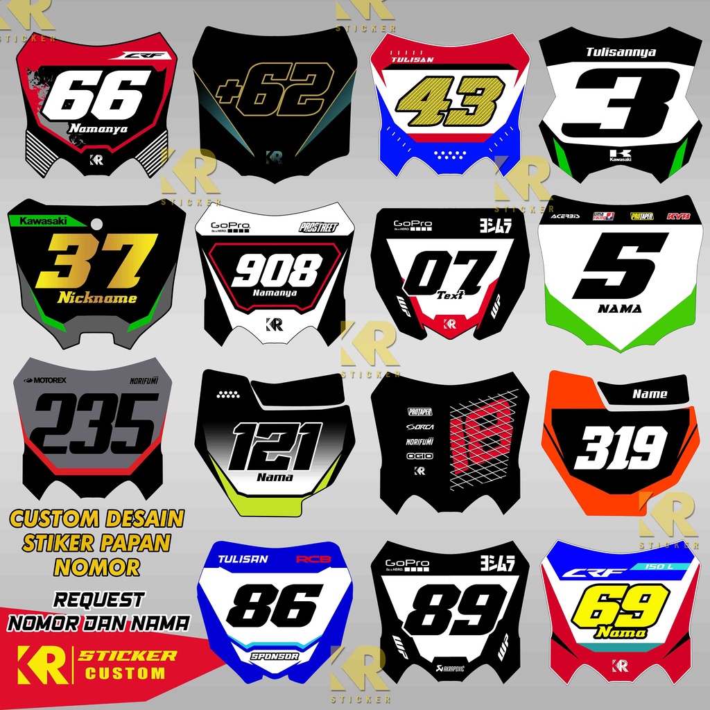 Jual Stiker Papan Nomor Crf Kx Ktm Yz Klx Request Desain