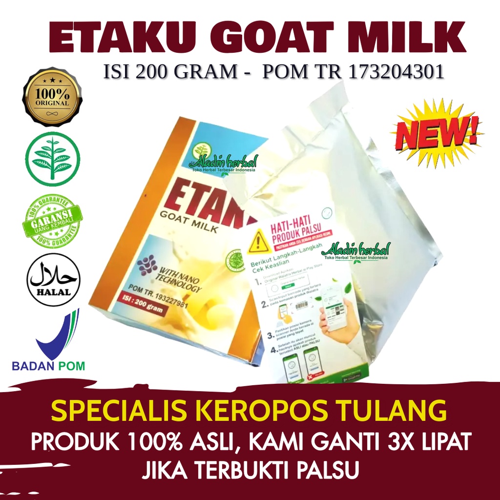 Jual ETAKU GOAT MILK ORIGINAL Obat Tulang Sendi Keropos Pengapuran