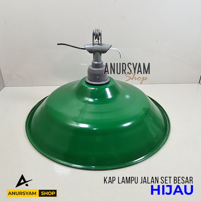 Jual Kap Lampu Jalan Hijau Set E27 Termasuk Kap Fitting Kap WD