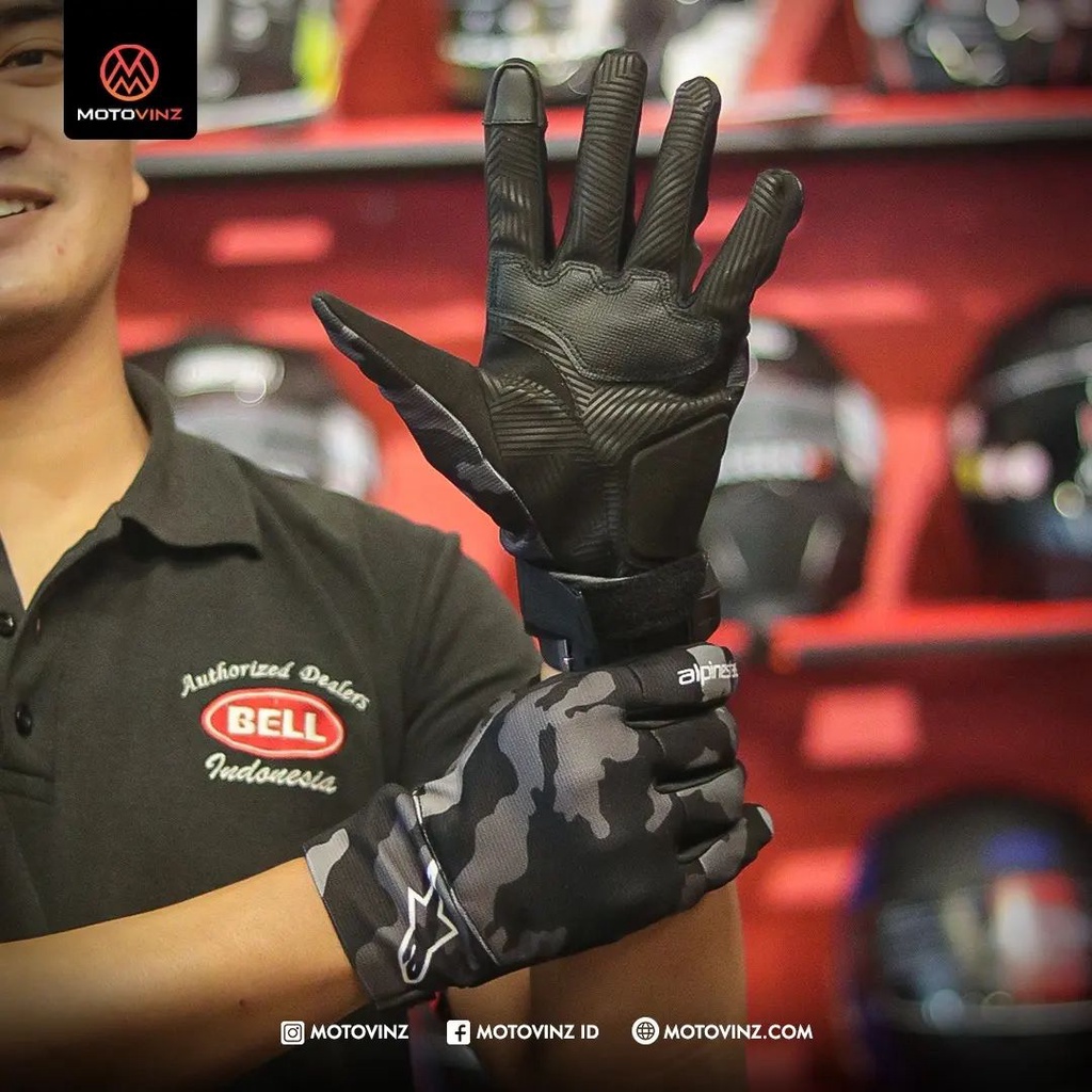 Jual Sarung Tangan Full Finger Alpinestars Reef Black Grey Camo