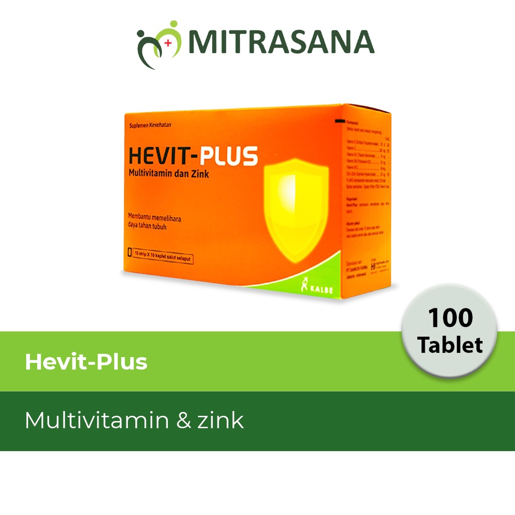 Jual Hevit Plus Multivitamin Zinc 1 Box Isi 10 Strip 10 Tablet