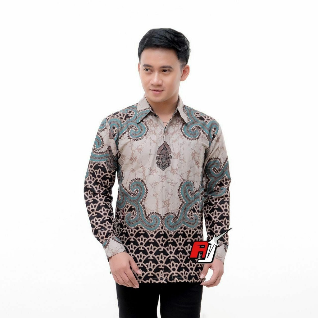 Jual Atasan Batik Pria Lengan Panjang Nuansa Warna Hijau Size M L Xl