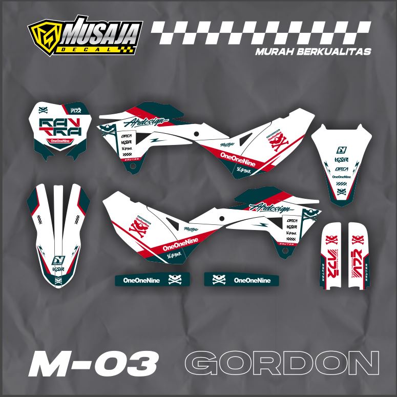 Jual Decal Gordon Klx Full Body Putih Hijau Merah Oneonenine