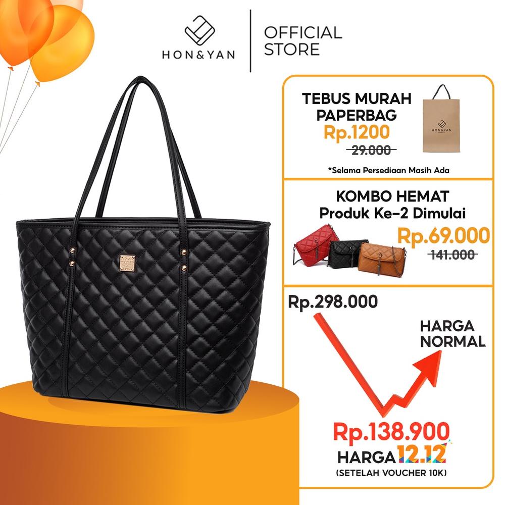 Jual COD HONYAN Tas Totebag Wanita Resleting Import Model Korea