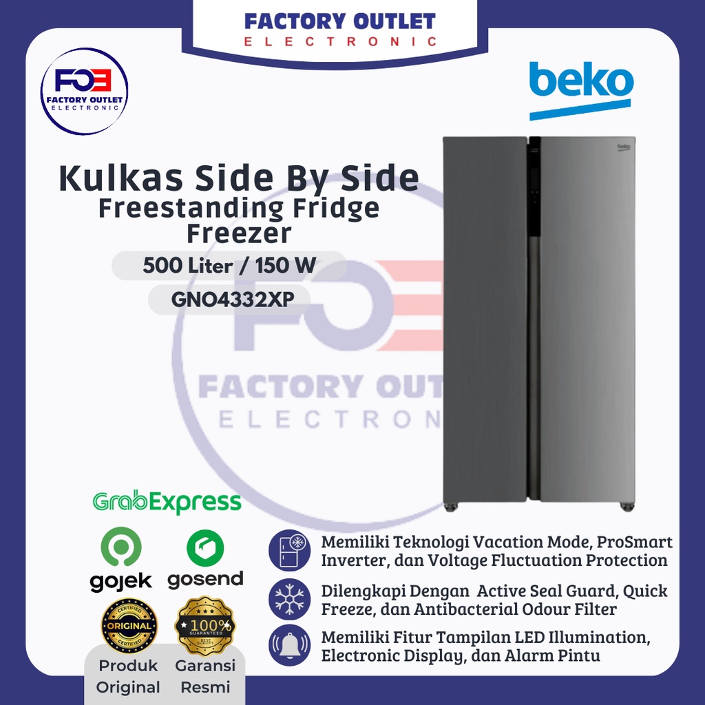 Jual Beko Refrigerator 500L Kulkas Side By Side 2 Pintu Inverter