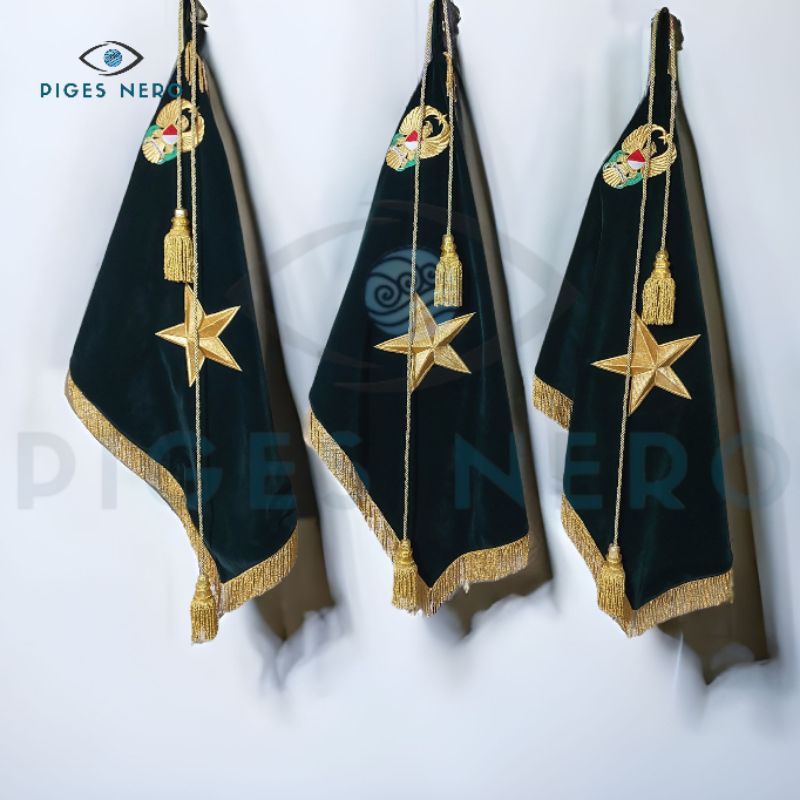 Jual Bendera Pataka Rapati Bintang Logo Tni Ad Bordir Hijau Army