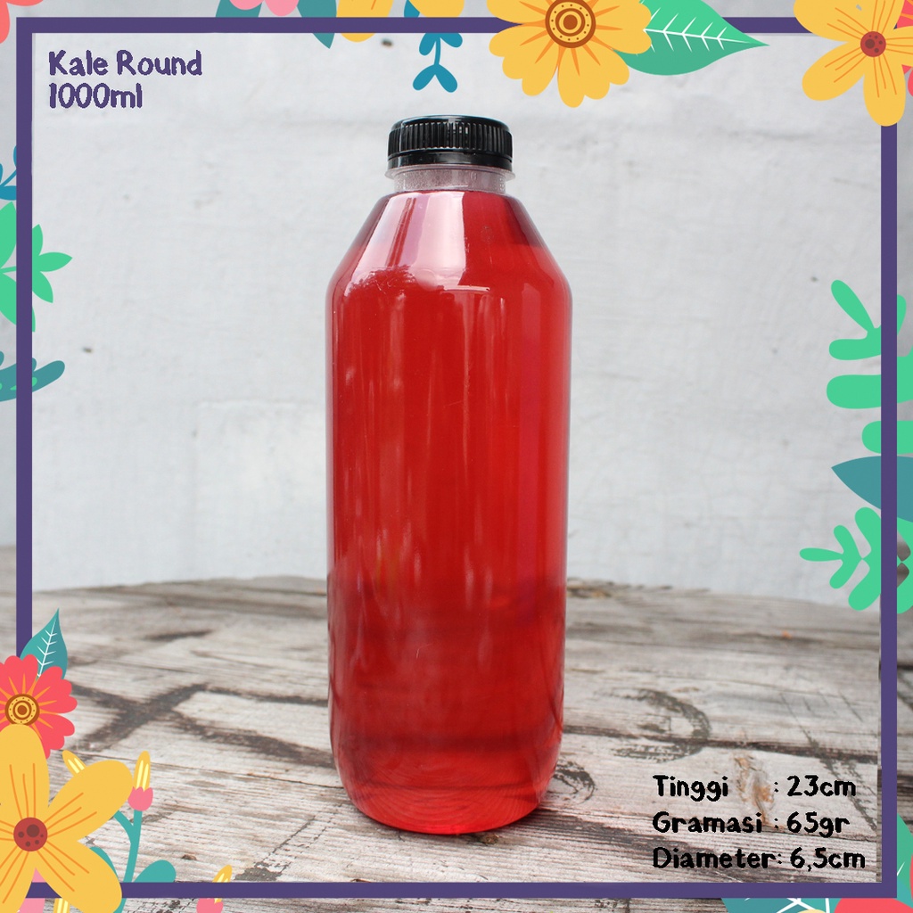 Jual BOTOL PLASTIK KALE BULAT 1000ML 1 LITER KEMASAN MINUMAN KOPI JUS