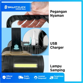 Jual Senter Lampu Flashlight Gagang Cob Mode Cahaya Led