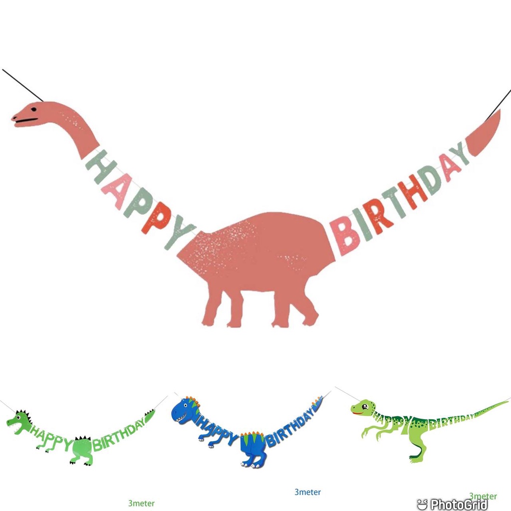 Jual Bunting Flag Dinosaurus Besar Banner Happy Birthday Dino Jumbo T