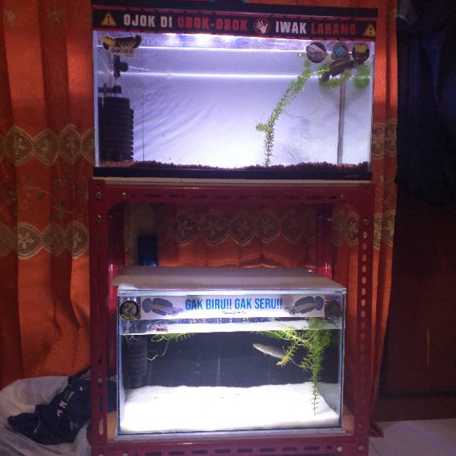 Jual RAK AQUARIUM 2 SUSUN TINGKAT UKURAN P50 L30 T60 Cm BESI SIKU