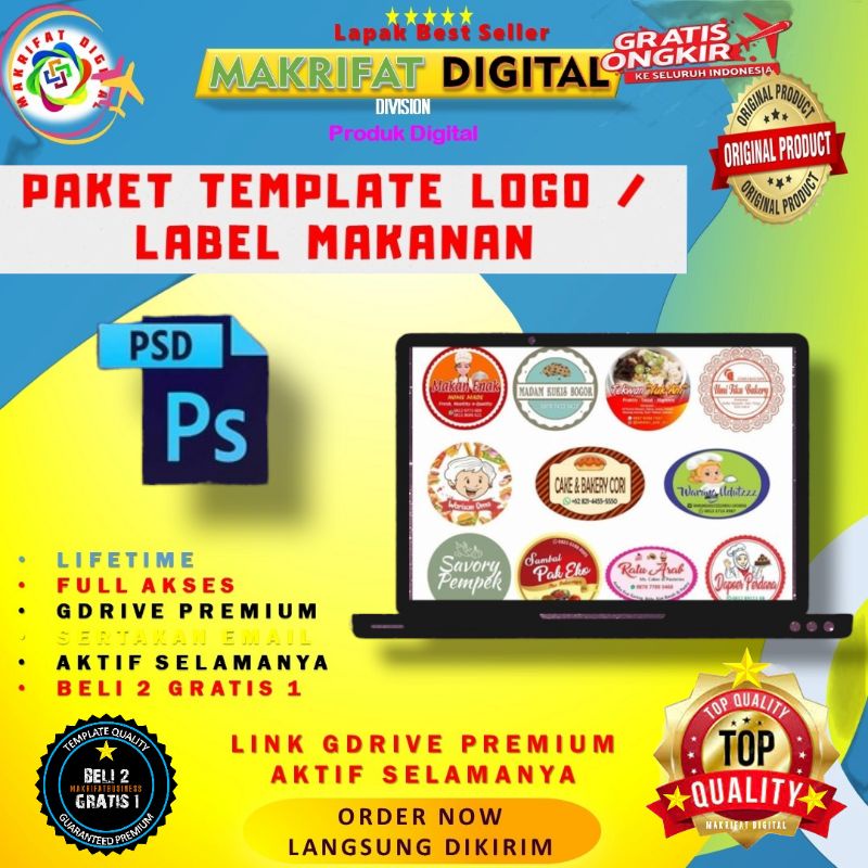 Jual 60 TEMPLATE PSD LABEL MAKANAN MINUMAN KEKINIAN FORMAT PHOTOSHOP