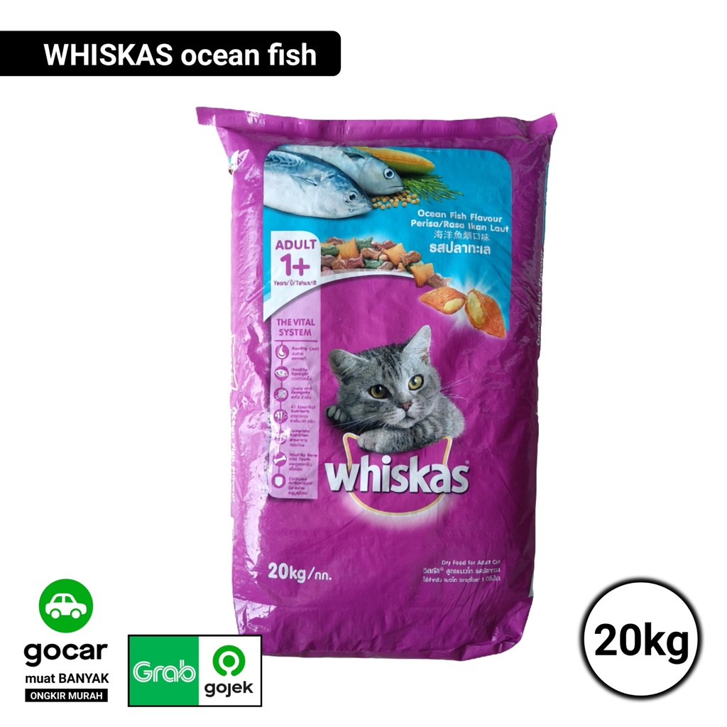 Jual WHISKAS ADULT OCEAN FISH 20KG Khusus GOJEK GRAB Shopee Indonesia