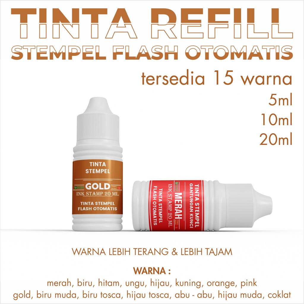 Jual TINTA STEMPEL FLASH TINTA REFILL ISI ULANG 5 20ML 15 WARNA