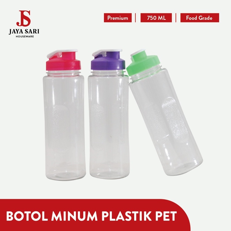 Jual Botol Minum Plastik PET Tutup Flip Top 750 Ml Botol Minum Bening