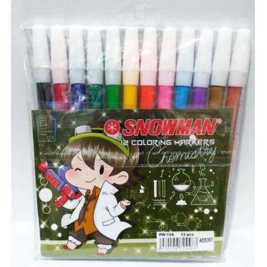 Jual Spidol Snowman 12 Warna Spidol Warna Warni PW 12A Shopee Indonesia