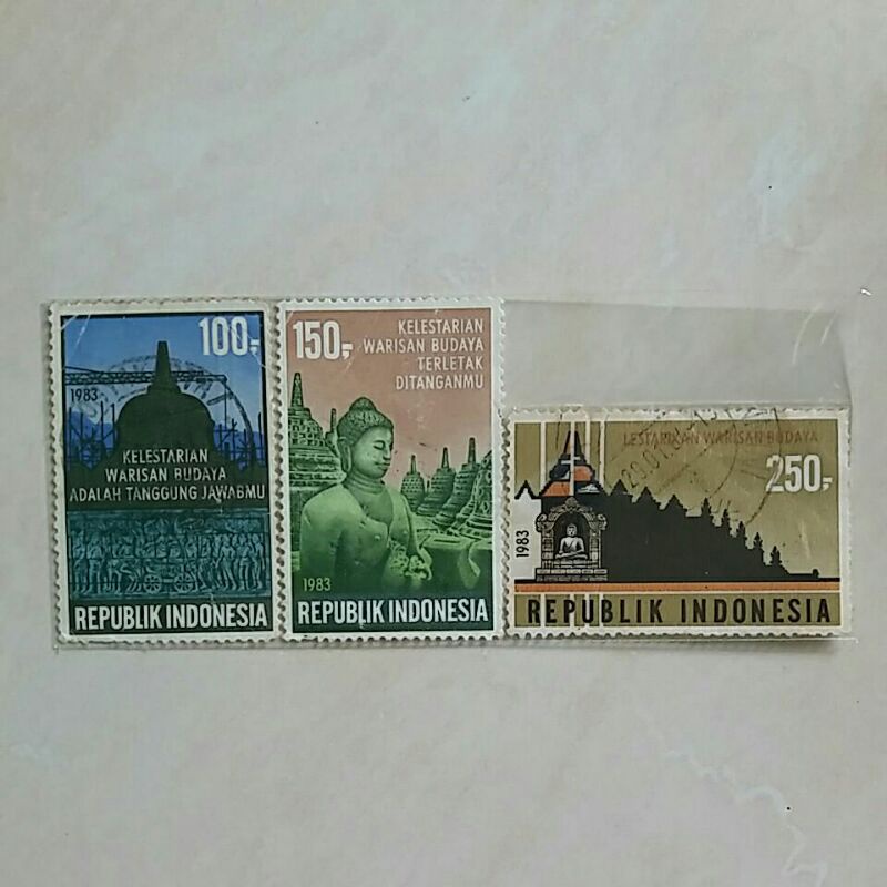 Jual AB Perangko Indonesia 1983 Pemugaran Candi Borobudur Set Lengkap