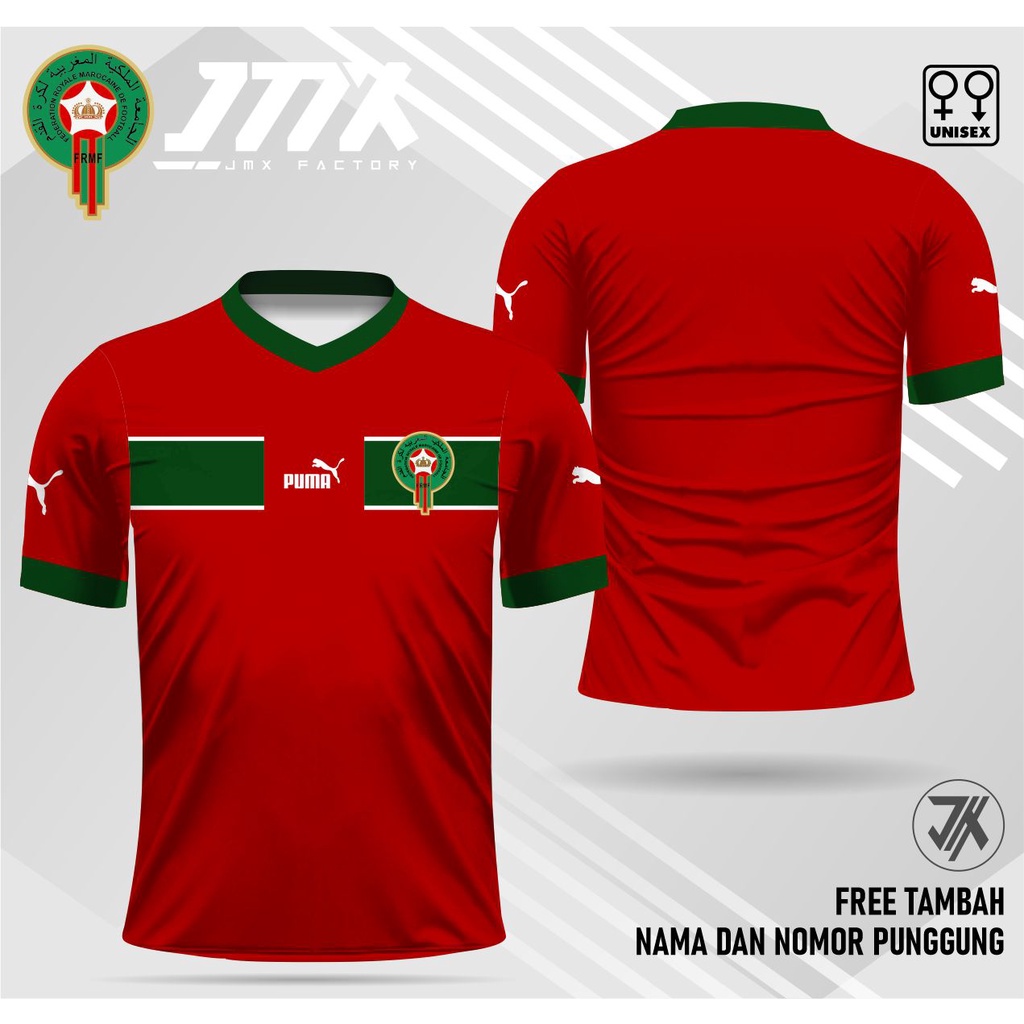 Jual Jersey Marocco Kaos Piala Dunia 2022 Qatar Tshirt Marocco Kaos