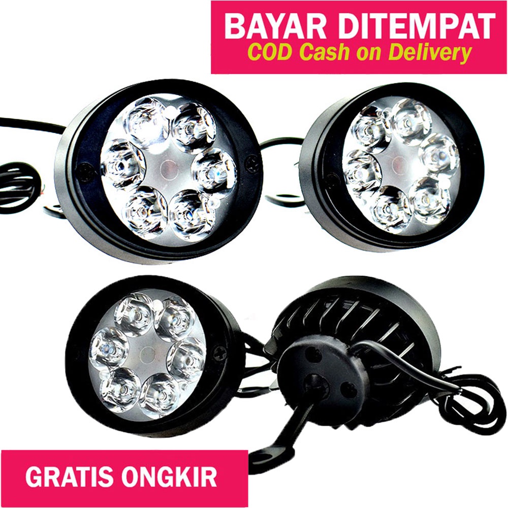 Jual Lampu Tembak Sorot LED Spion Motor U3 Cree 6 Mata 18W Spotlight