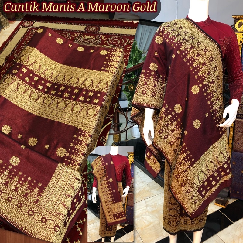 Jual Songket Cantik Manis A Merah Maroon Gold Songket Tenun Asli