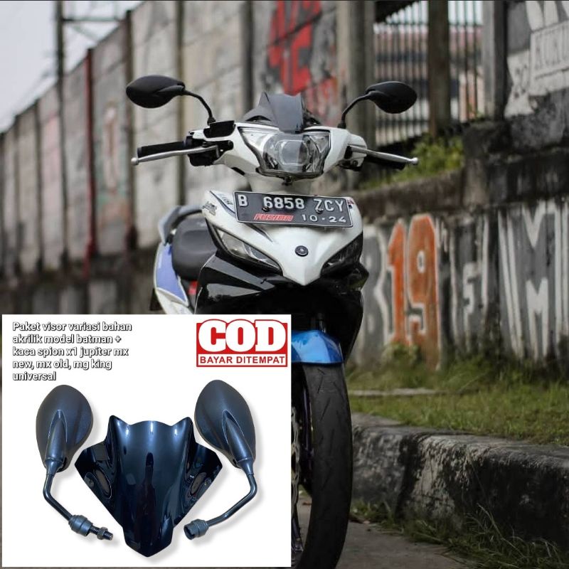 Jual Paket Variasi Kaca Spion X1 Plus Visor Model Batman Pnp Jupiter Mx