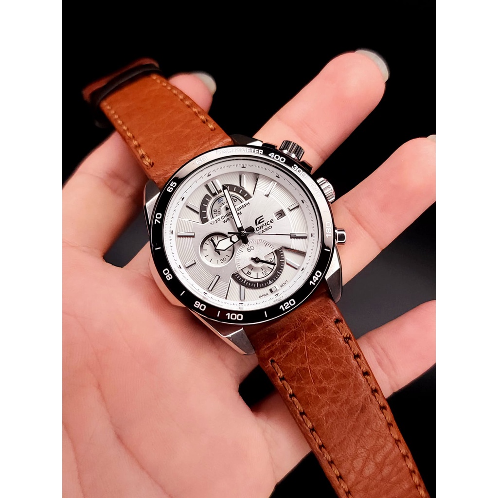 Jual Jam Tangan Pria Casio EDIFICE EFR 520 White Dial Silver Brown