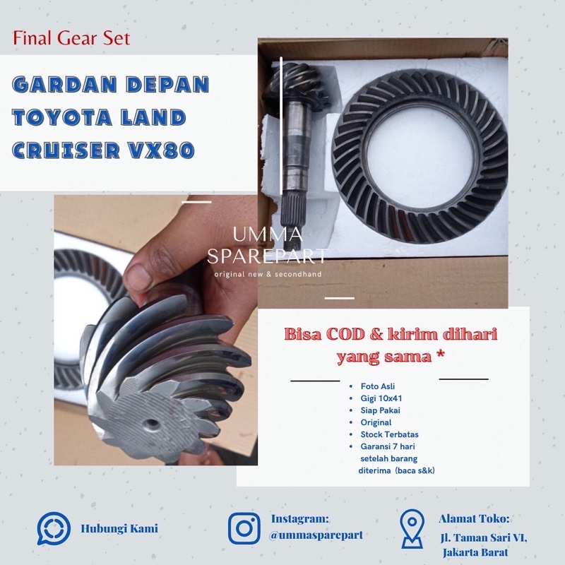 Jual Gear Set Final Gear Gardan Depan Toyota Land Cruiser VX80 Gigi