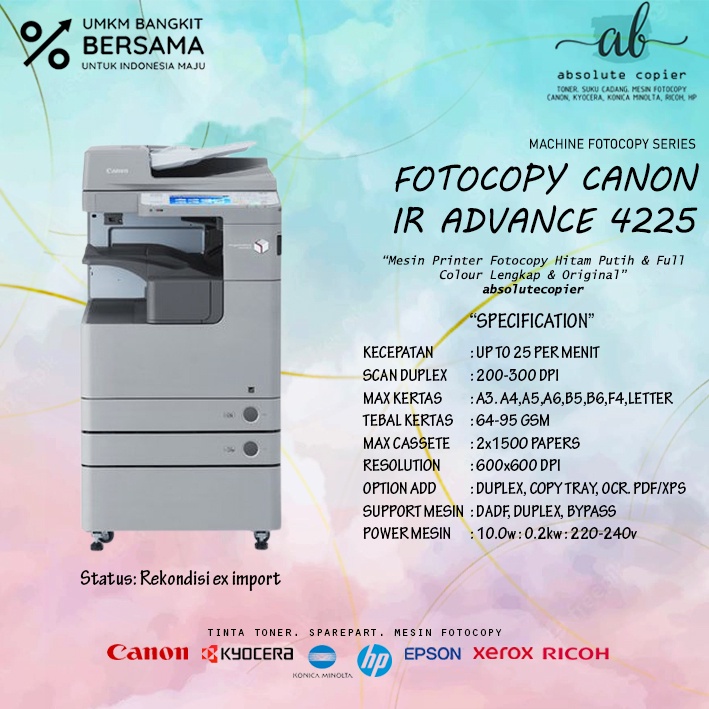 Jual MESIN FOTOCOPY CANON IRA ADVANCE 4225 4235 4245 4251 PRINT COPY