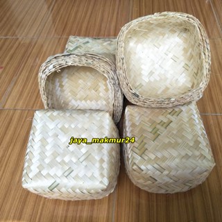 Jual Besek Bambu Kecil 15x15 Sepasang Besek Mini Tempat Snack Gethuk