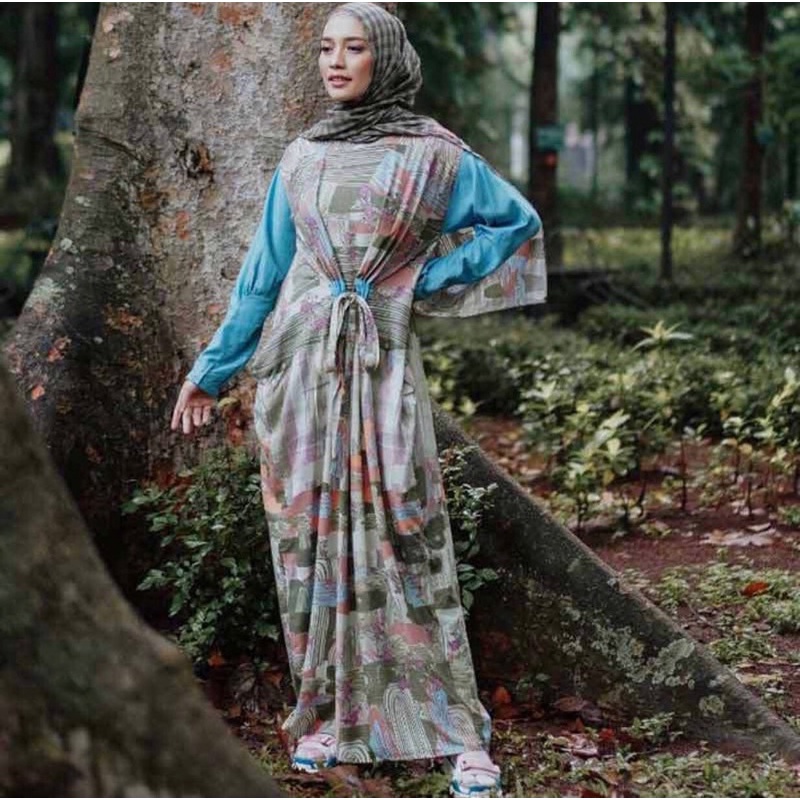 Jual Ria Miranda Numa Long Dress Morikuru Series Sage Green Shopee