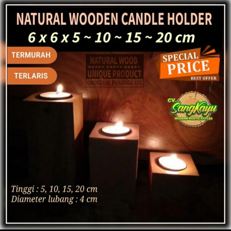 Jual Tea Lights Candle Holders Cm Tempat Lilin Aroma Terapi Kayu Led