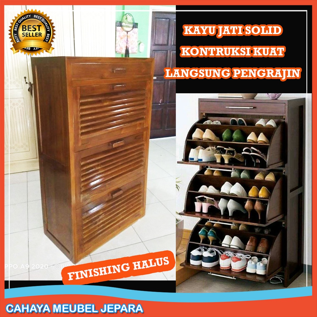 Jual Lemari Sepatu Kayu Jati Minimalis Modern Harga Murah Mebel Jepara