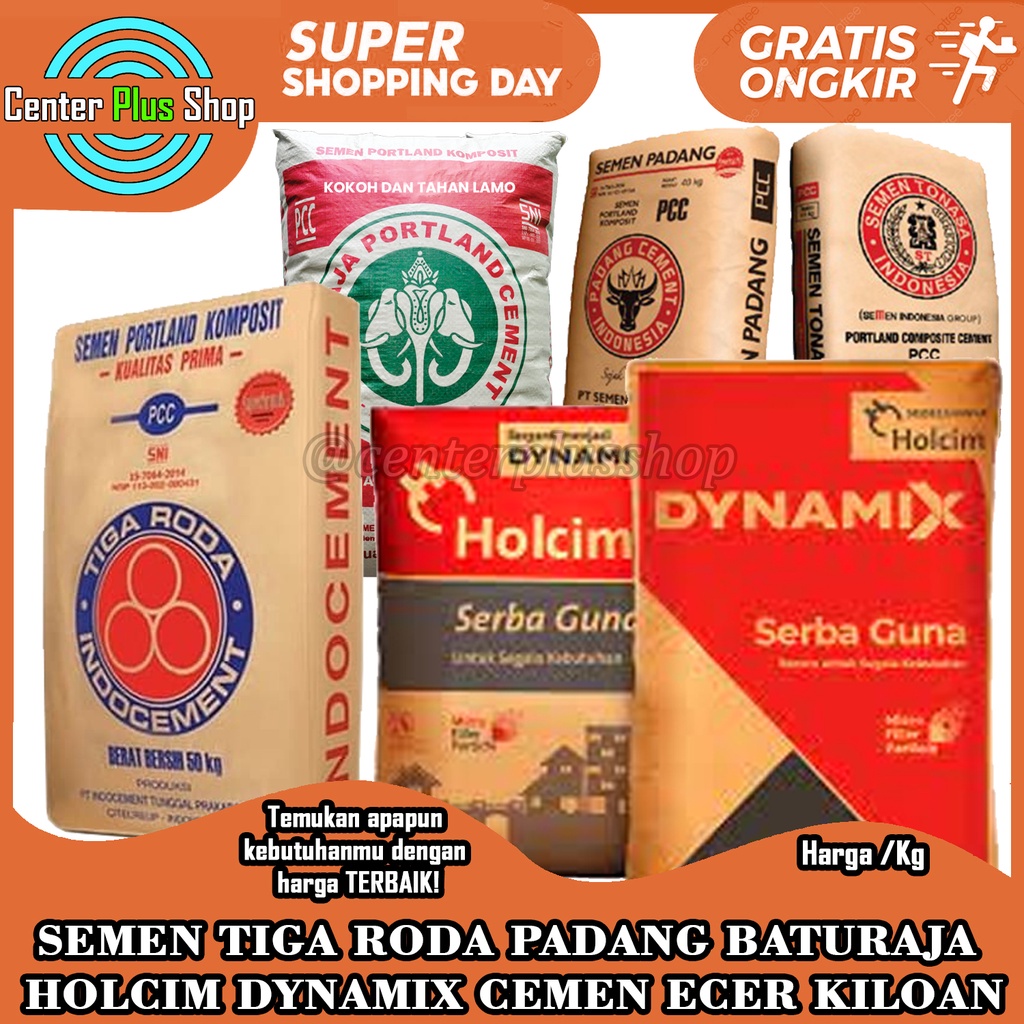 Jual Semen Tiga Roda Padang Baturaja Holcim Dynamix Kiloan Portland