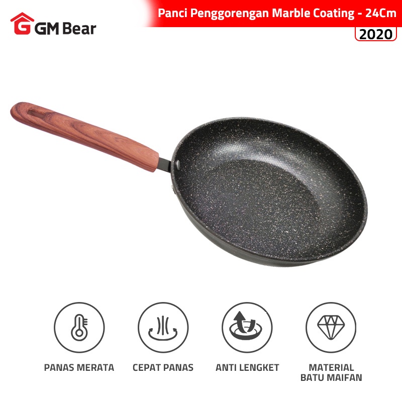 Jual GM Bear Panci Penggorengan Marble Coating 2020 Fry Pan Marble