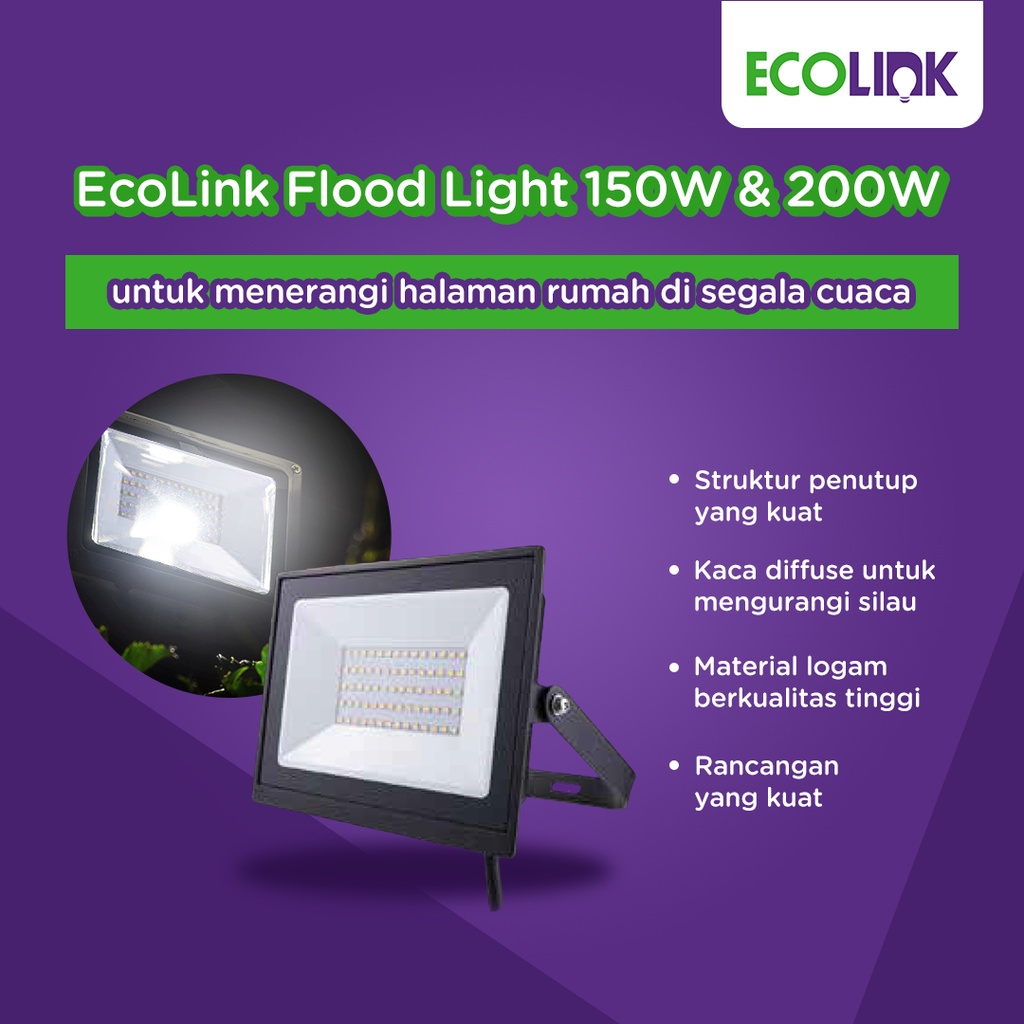 Jual Lampu Led Sorot Tembak Ecolink Flood Light Watt W Putih