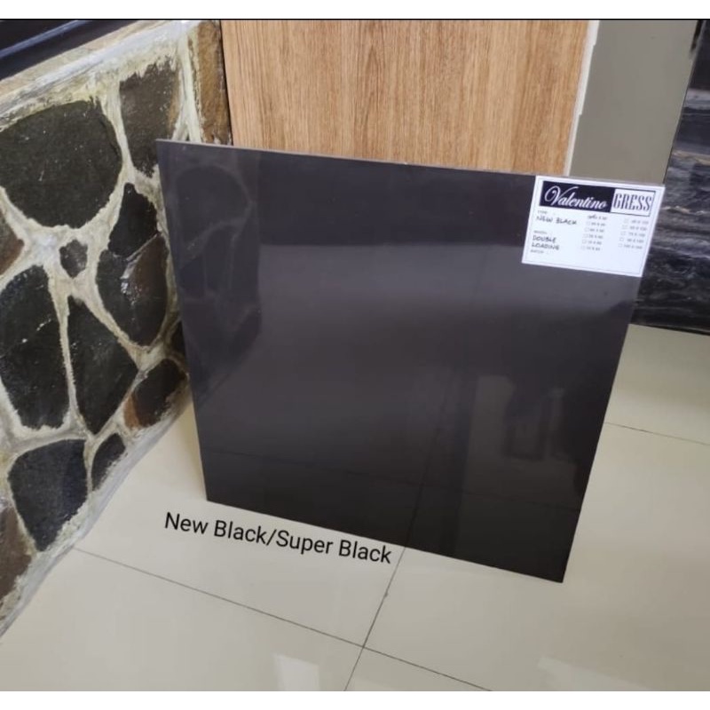 Jual Granite Lantai 60x60 New Black Hitam Polos Valentino Gress