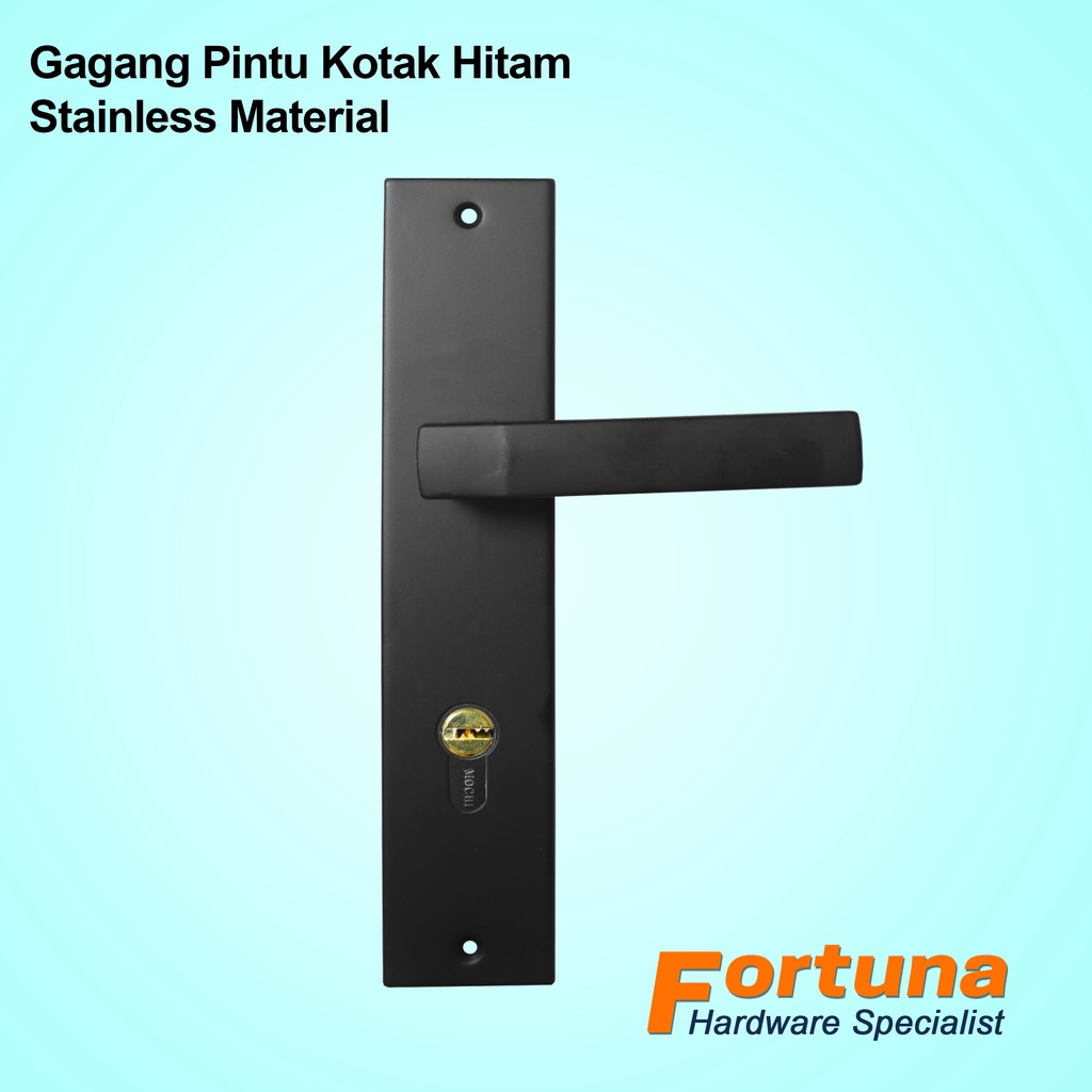 Jual Fortuna Set Kunci Pintu Tanggung Kotak Lengkung Hitam Set Gagang