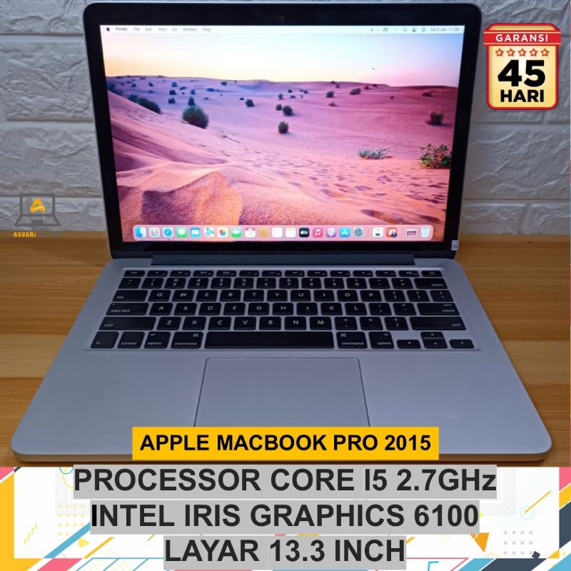 Jual MACBOOK PRO 2015 13 INCH CORE I5 RAM 8GB SSD 128GB LAPTOP APPLE