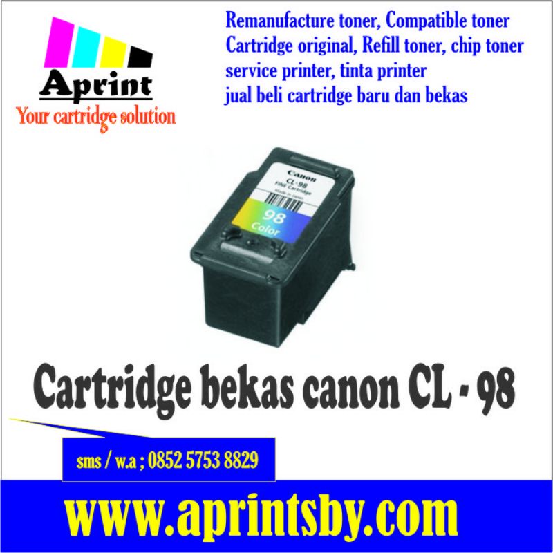 Jual Cartridge Bekas Canon CL 98 PG 88 Black Color Kosongan Dari