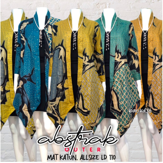 Jual Outer Jumbo Abstrak Vest Batik Cantik Cardigan Seragam Kantor