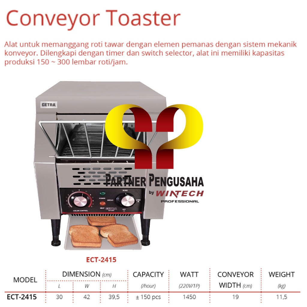 Jual GETRA CONVEYOR TOASTER ECT 2415 PANGGANGANG ROTI TAWAR KONVEYOR