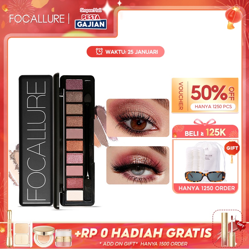 Jual FOCALLURE 10 Warna Eyeshadow Palette Nude Eye Shadow With Brush