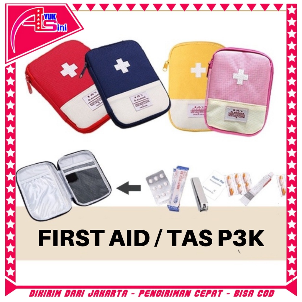 Jual Tas P3K Mini Persegi Tempat Kotak P3K First Aid Obat Bag Organizer