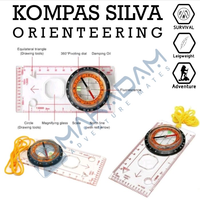 Jual Komp Kompas Silva Compass Orientering Penggaris Peta Shopee