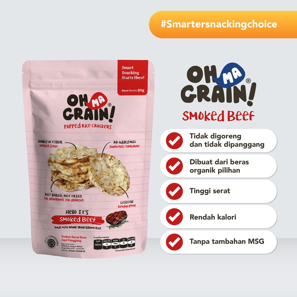 Jual Oh Ma Grain Popped Rice Crackers Roast Beef Rasa Sapi