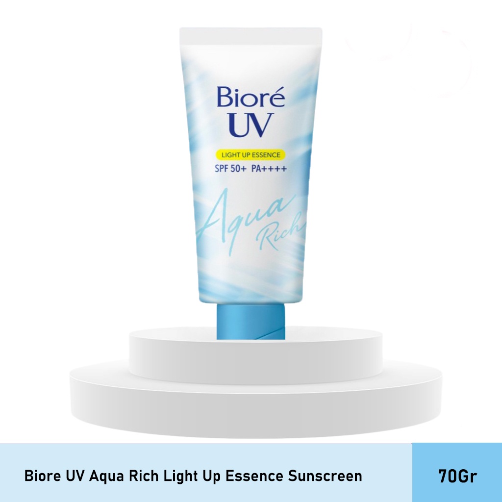 Jual Biore UV Aqua Rich Sunscreen Glowing Natural Light Up Essence SPF