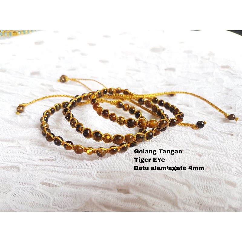 Jual Gelang Tangan Tiger Eye Batu Alam Asli Agate Model Macrame