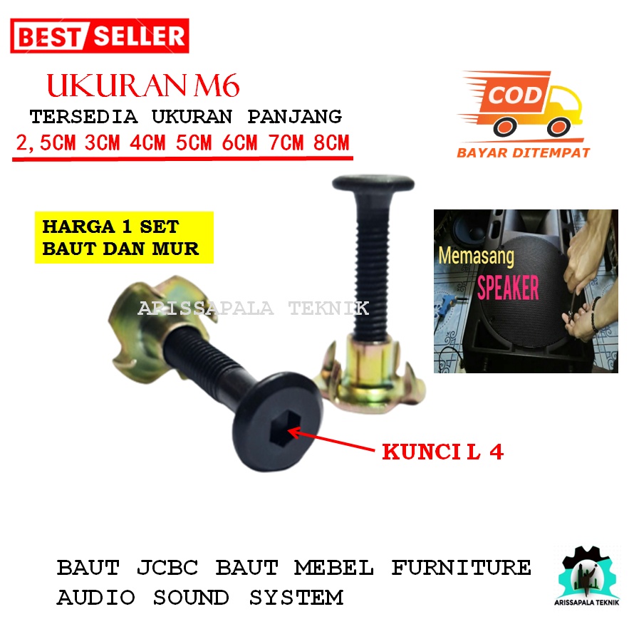 Jual BAUT JCBC PLUS MUR CAKAR M6 BAUT MEBEL DIPAN FURNITURE KNOCK DOWN