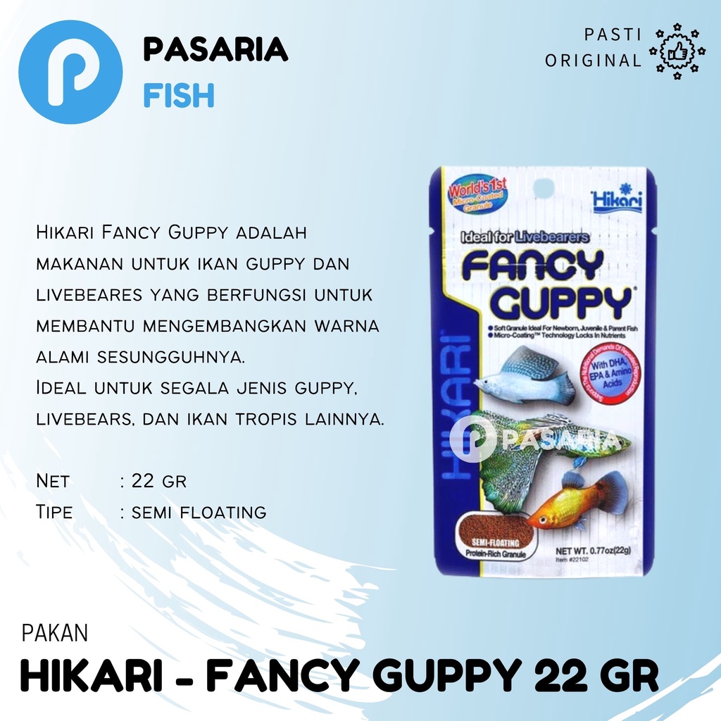 Jual Hikari Fancy Guppy Gr Pelet Pakan Ikan Hias Tropical Fish