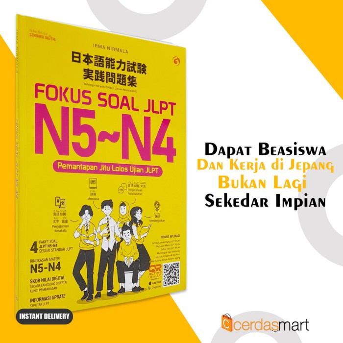 Jual BUKU TES JLPT FOKUS SOAL JLPT N5 N4 PEMANTAPAN JITU LOLOS UJIAN