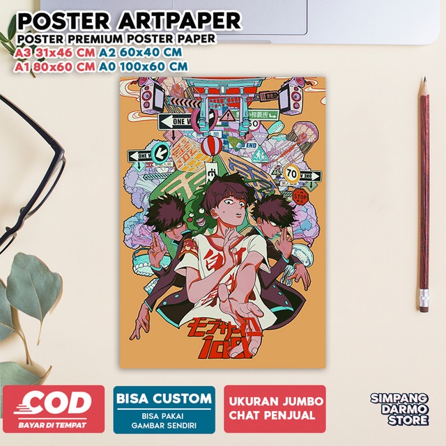 Jual Poster Mob Psycho Shigeo Kageyama Katsuya Ekubo Tome Tenga